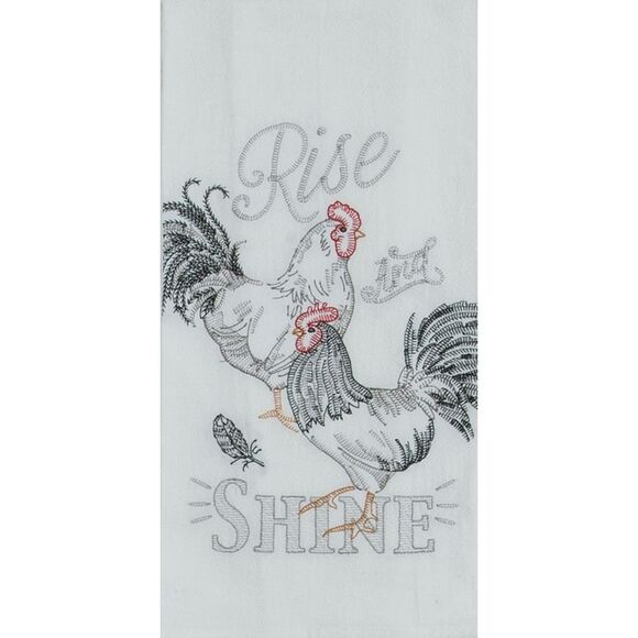 Kay Dee | Kitchen | Farmers Market Rise And Shine Roosters Embroidered Flour Sack Kitchen Dish ...